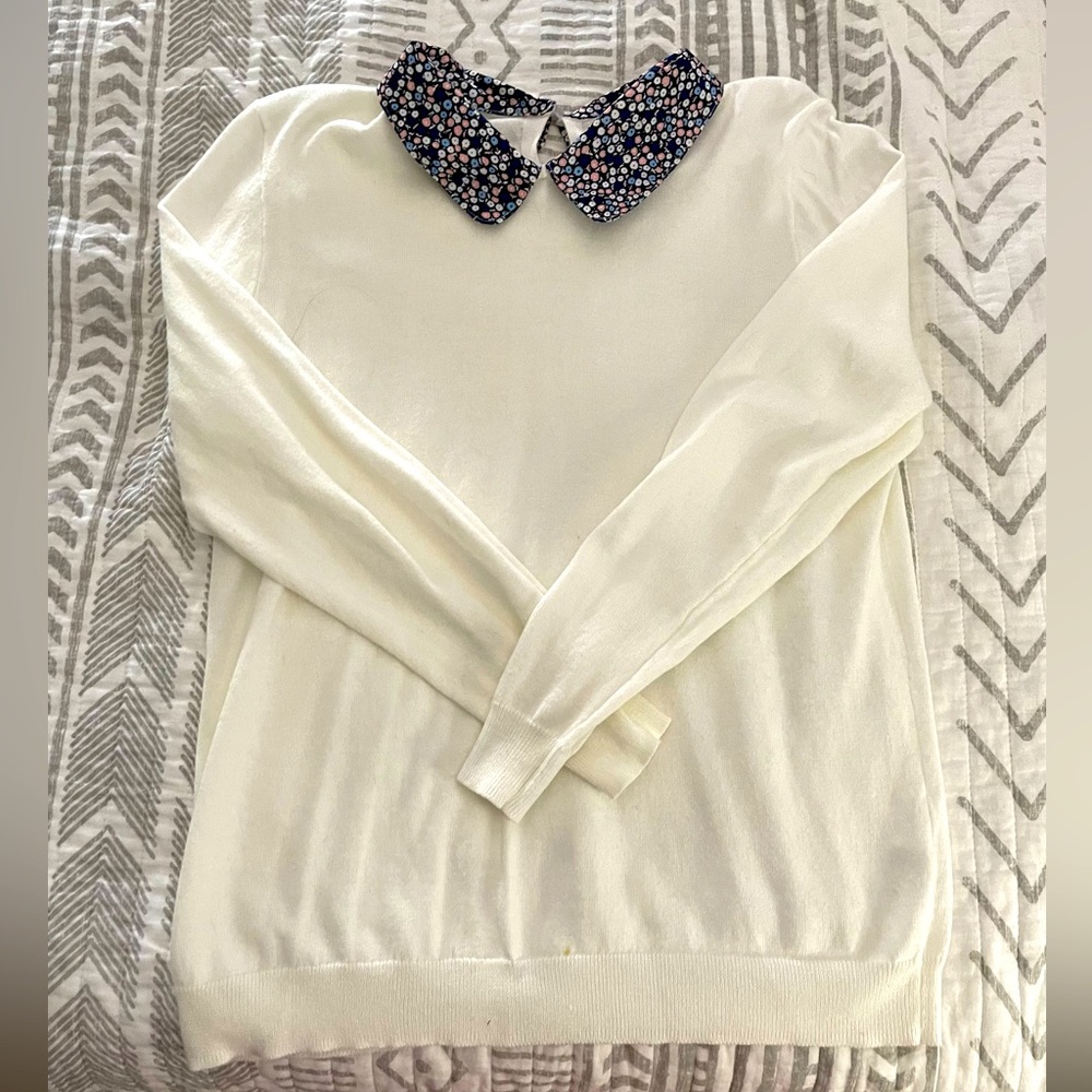 Jcrew White Peter Pan collar sweater